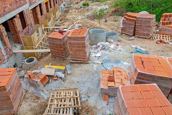 Nuevas Casas Adjuntas Edificios Sitio Construcción —  Fotos de Stock