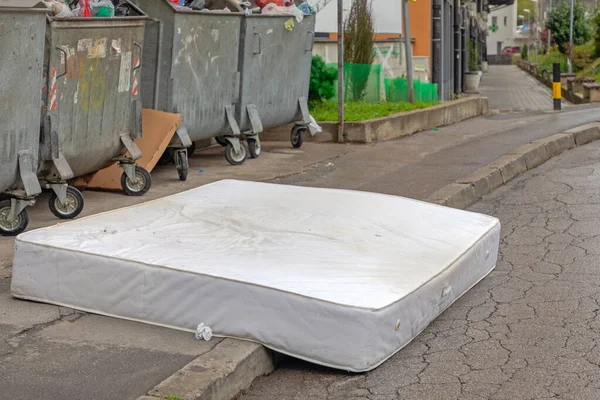 Old Mattress Illegal Dump Street Environmet — Φωτογραφία Αρχείου