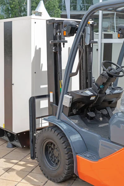 Forklift Truck With Heavy Load Outside Side View
