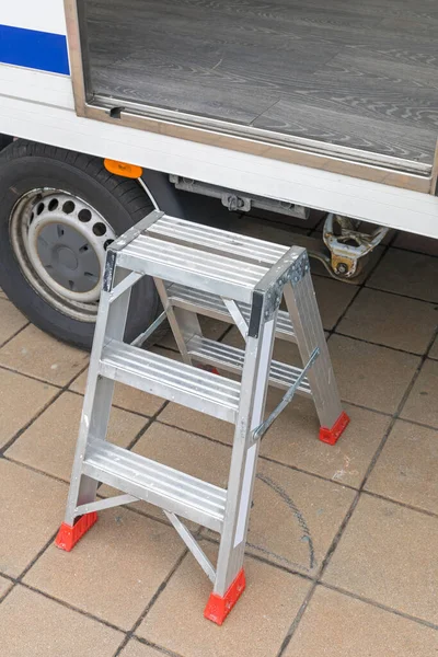 Aluminium Step Ladder Access Tall Trailer — Stock Photo, Image