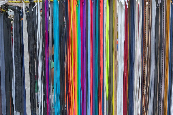 Many New Colourful Shoe Strings Laces Hanging — Stock Photo, Image