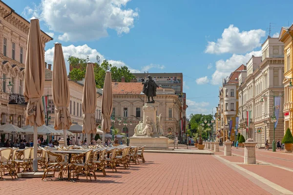 Szeged Hongarije Juni 2021 Voetgangerszone Straat Hete Zomerdag Szeged Hongarije — Stockfoto