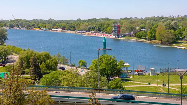 Belgrad Serbien Mai 2021 Freizeitsee Ada Ciganlija Sonnigen Frühlingstag Belgrad — Stockfoto