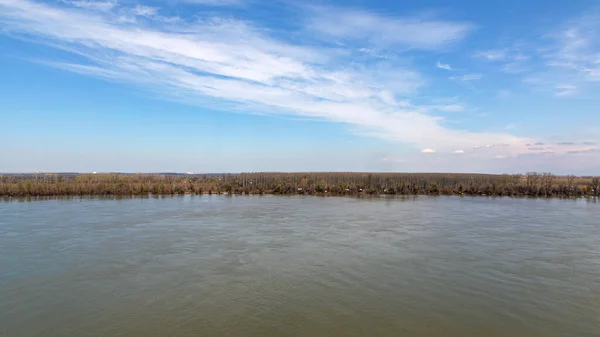 Wide River Danube Landscapee Zemun Serbia Winter — Stock Photo, Image