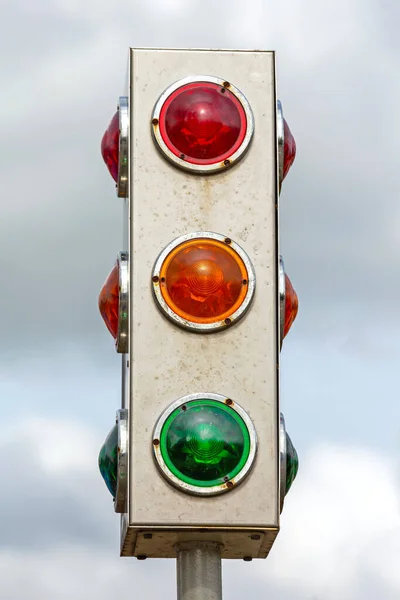 Semáforo Decorativo Poste Rojo Amarillo Verde — Foto de Stock