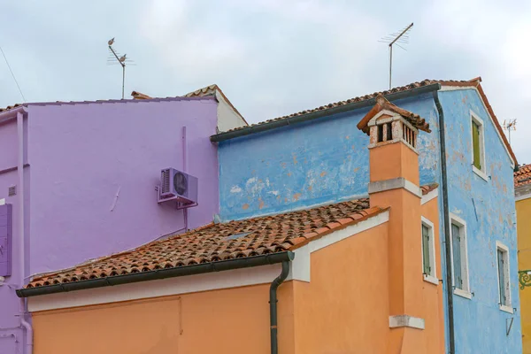 Daken Bij Kleurrijke Huizen Burano Eiland Italië — Stockfoto