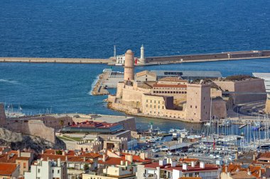 Marsilya 'nın hava görüntüsü Fransa Güneşli Kış Günü