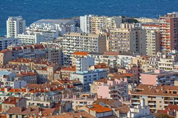 Marsilya Daki Yerleşim Yerlerinin Hava Görüntüsü Fransa Nın Güneşli Kış — Stok fotoğraf