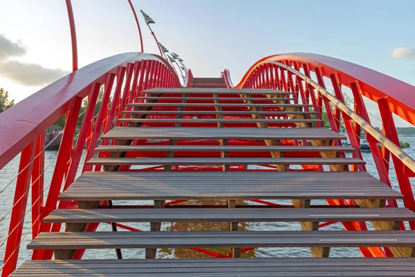 Plank Boards Stairs Bij Python Bridge Amsterdam Nederland — Stockfoto