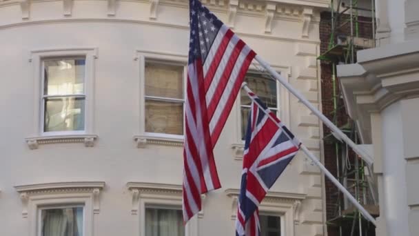 Stati Uniti Union Jack Flags Insieme Ingrandiscono — Video Stock