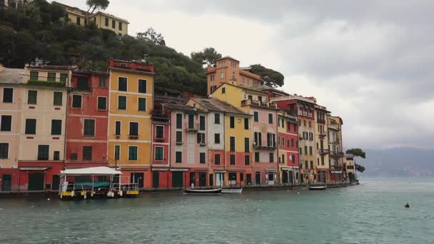 Vila Vazia Portofino Itália Dia Frio Inverno — Vídeo de Stock