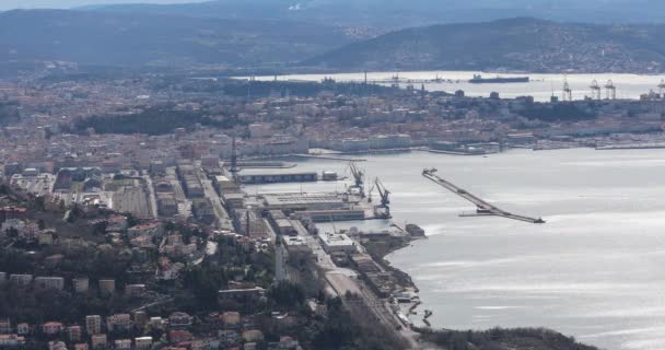 Trieste Şehri Talya Adriyatik Denizi Hava Görüntüsü — Stok video