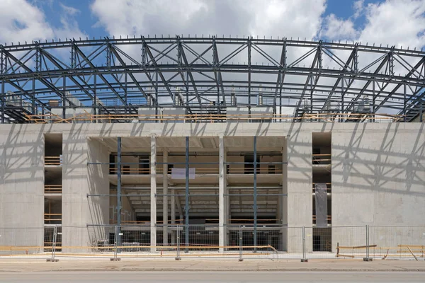 Κατασκευή Κτιρίου Του New Arena Stadium Στην Szeged Ουγγαρία — Φωτογραφία Αρχείου