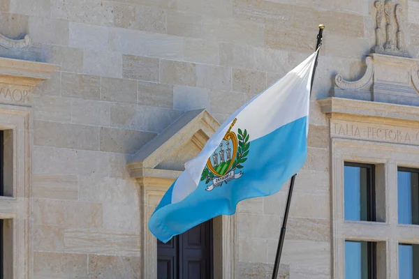 San Marino Junio 2019 Bandera Nacional Blanca Azul República San —  Fotos de Stock