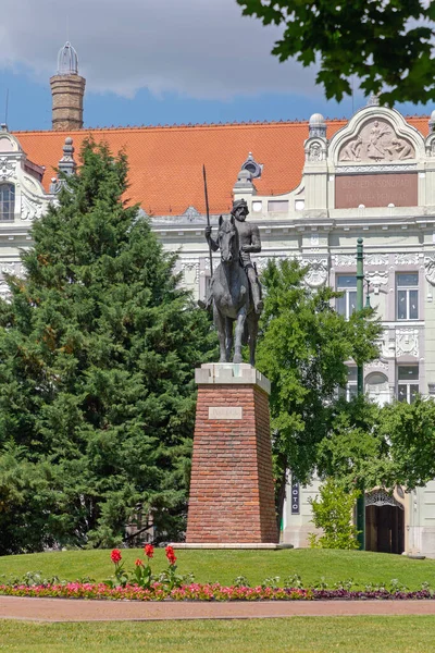Szeged Hongarije Juni 2021 Paardenstandbeeld Van Koning Bela Het Szechenyi — Stockfoto