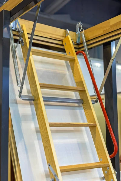 Retractable Loft Ladder Open Attic Space — Stock Photo, Image