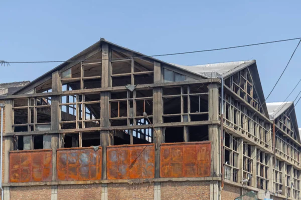 Big Factory Building Damaged Fire Incident — Stock Photo, Image