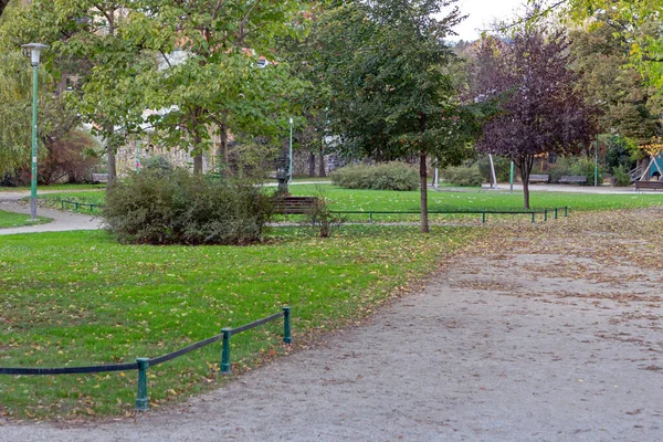 Leerer Stadtpark Herbst Zagreb Kroatien — Stockfoto