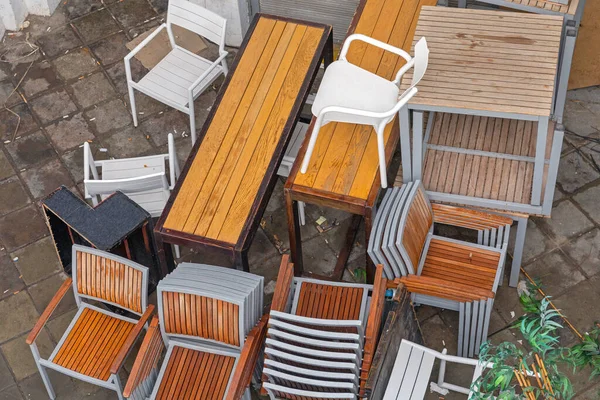 Bunch of Outdoor Chairs and Tables Restaurant Storage