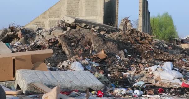 Lugar Vertido Ilegal Residuos Residuos Medio Ambiente Contaminación Problema Ciudad — Vídeos de Stock
