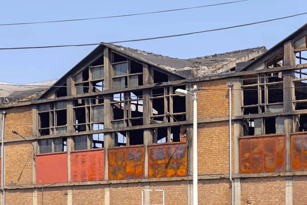 Clădire Mare Fabrici Deteriorată Incident Incendiu — Fotografie, imagine de stoc