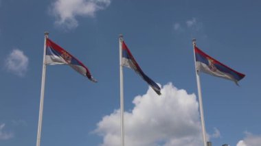 Rüzgarlı Güneşli Gün 'de Üç Sırp Bayrağı