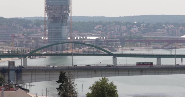Ponts Sur Rivière Sava Belgrade Serbie Journée Été — Video