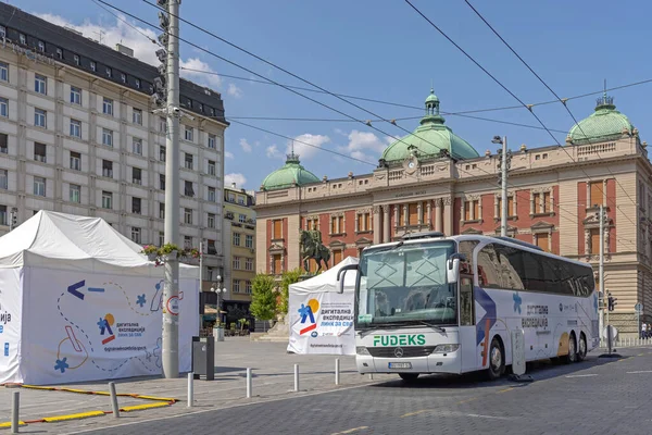 Belgrade Serbia August 2021 Digital Expedition Bus Government Project Usaid — Stock Photo, Image