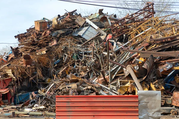 Gran Pila Chatarra Metal Listo Para Reciclaje — Foto de Stock