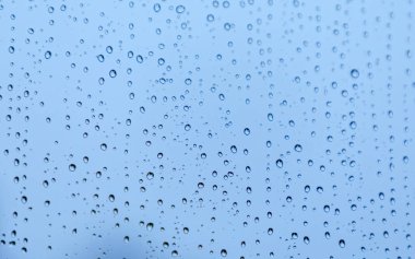 Mavi Yağmur Damlaları Soğuk Yağmurlu Gün Penceresi
