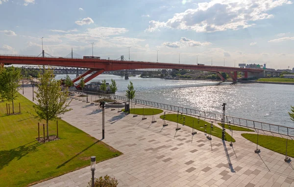 Bridge Gazela River Sava View New Promenade Belgrade Serbia — Stock Photo, Image