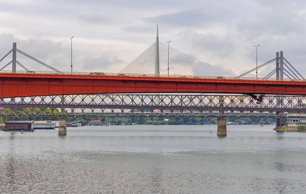 Cuatro Puentes Sobre Río Sava Belgrado Serbia — Foto de Stock