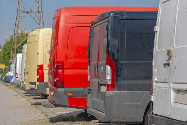 Delivery Van Parking Only Rear View Vehicles — Stock Photo, Image