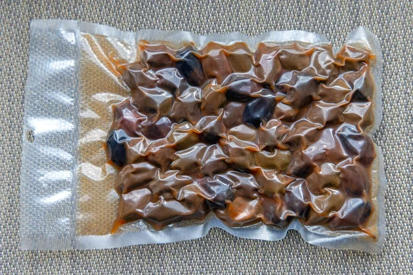 Pickled Olives Vacuum Sealed Bag Food Storage — Stock Photo, Image