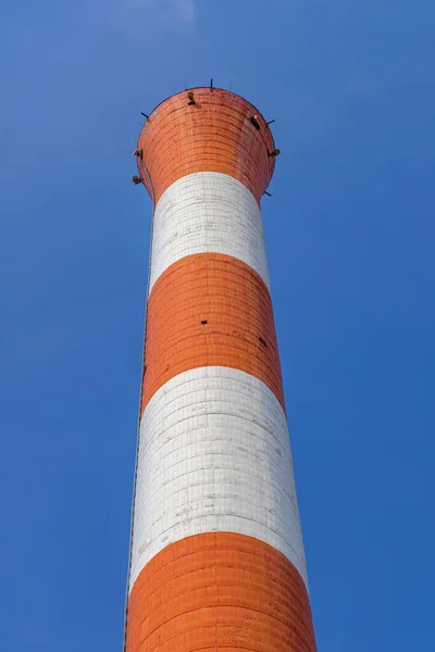 Red White Chimney Structure Thermal Plant — Stock Photo, Image