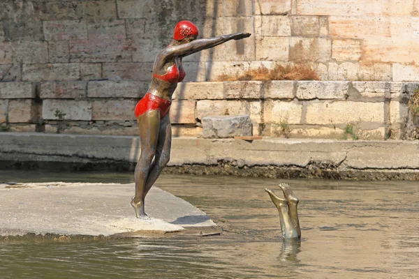 Statua nuotatore Skopje — Foto Stock