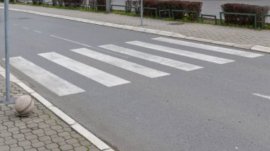 Şehrin caddesinde Zebra 'yı Geçen Beyaz Boya İşaretleri