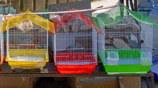 Evcil Kuşlar için Yeni Sarı Kırmızı ve Yeşil Kafesler