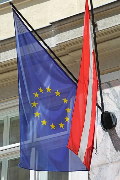 Österrike Eu-flaggor — Stockfoto