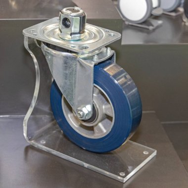 Endüstri için dahili frenli Mavi Kauçuk Caster Wheel