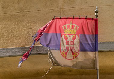 Kasırga Kötü Durum 'a Zarar Verdikten Sonra Gümüş Kutbunda Yırtık Sırp Bayrağı