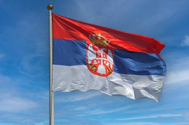 Rüzgarlı Güneşli Gün 'de Silahlı Sırp Bayrağı