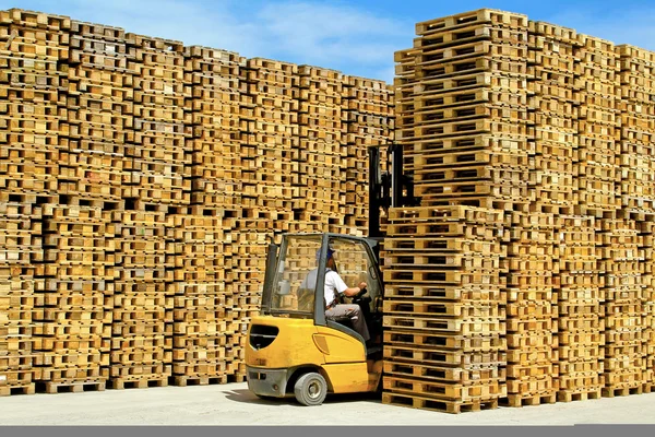 Vorkheftruck Pallets magazijn — Stockfoto