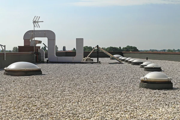 Gravel Flat Roof — Stock Photo, Image