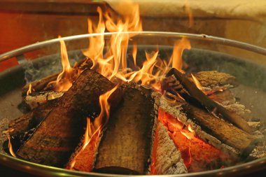 Log Fire in Tray clipart