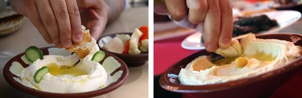 Pita ekmeği ile daldırma