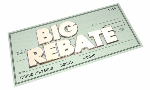 Big Rebate Verifique Dinheiro — Fotografia de Stock