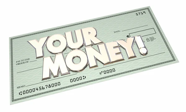 De betaling van uw geld-cheque — Stockfoto