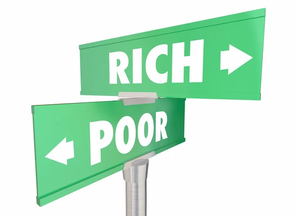 Rico vs pobres signos palabras — Foto de Stock