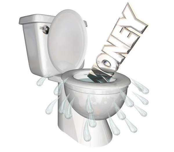 Money - Flushed Down Toilet — Stock Photo, Image